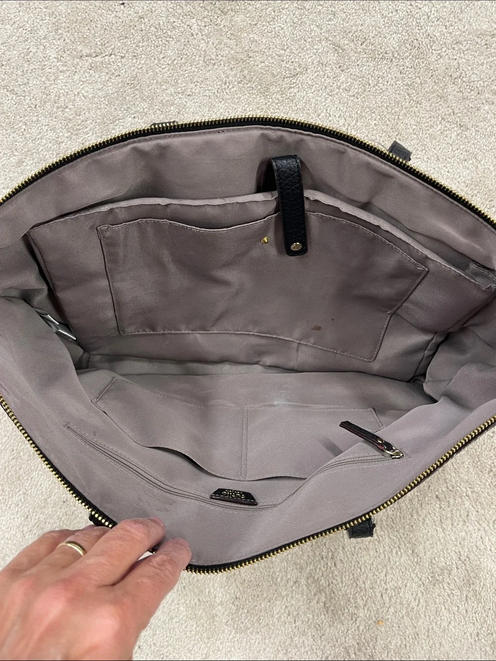 Tutilo Black Nylon and Leather Trim Large Computer Tote